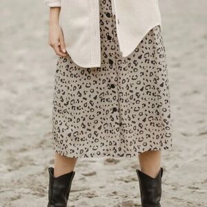 JACKSON ROWE Oleander Skirt Leopard Print Midi Skirt Animal Print Size Small